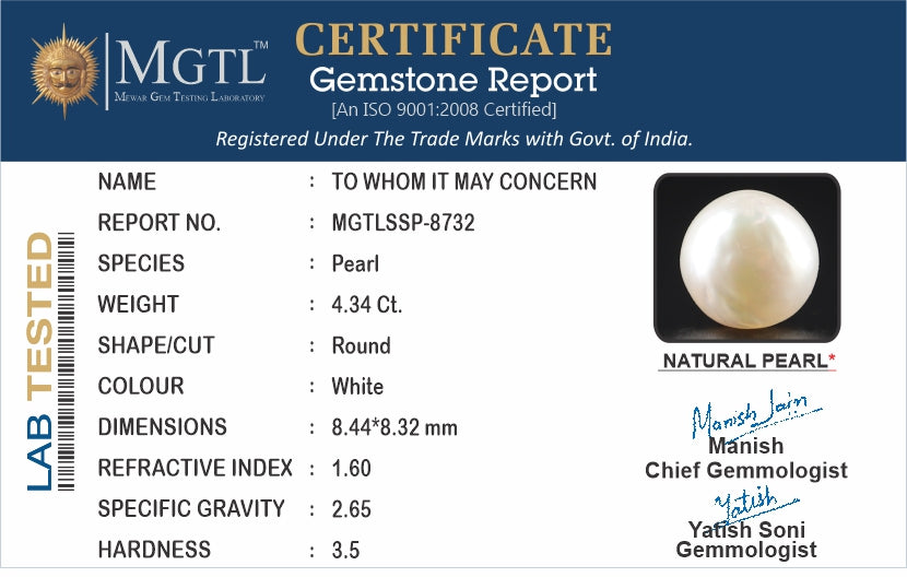 South Sea Pearl - 4.34 Carats (Moti - 4.73 Ratti)