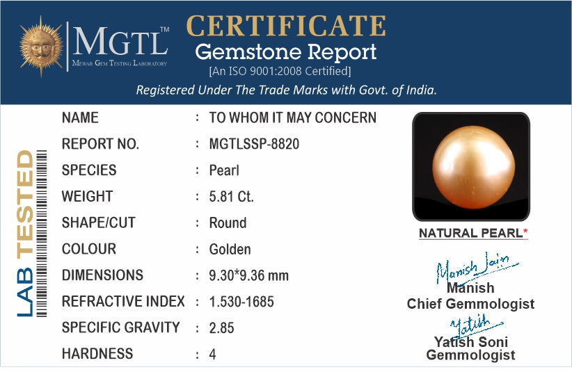 South Sea Pearl - 5.81 Carats (Moti - 6.33 Ratti)