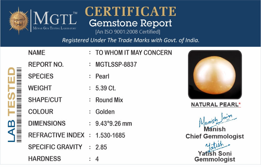 South Sea Pearl - 5.39 Carats (Moti - 5.88 Ratti)