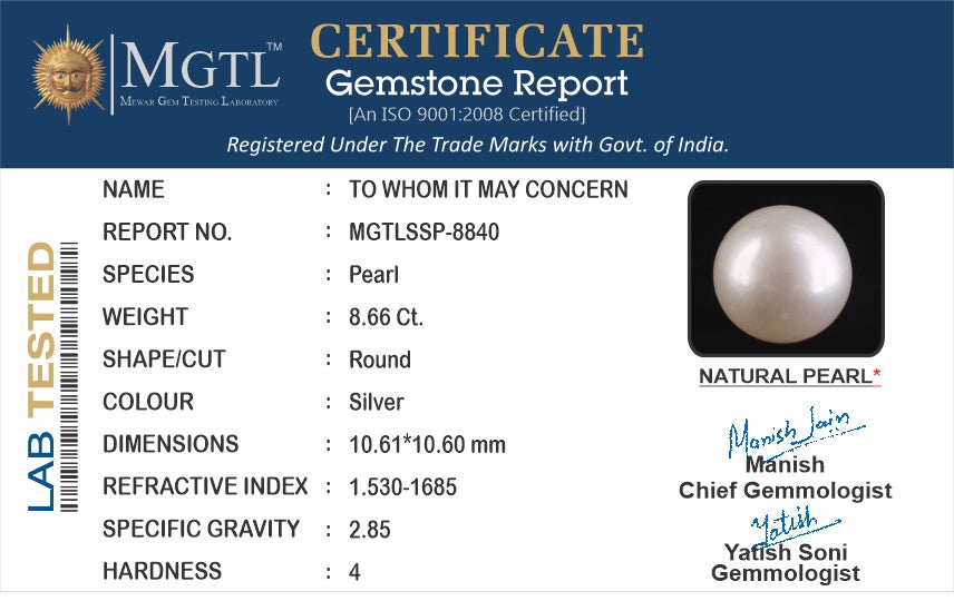 South Sea Pearl - 8.66 Carats (Moti - 9.44 Ratti)