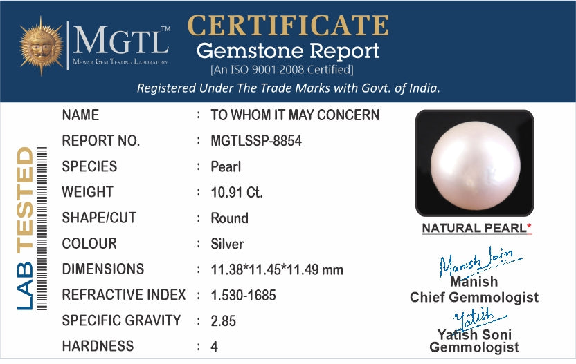 South Sea Pearl - 10.91 Carats (Moti - 11.89 Ratti)