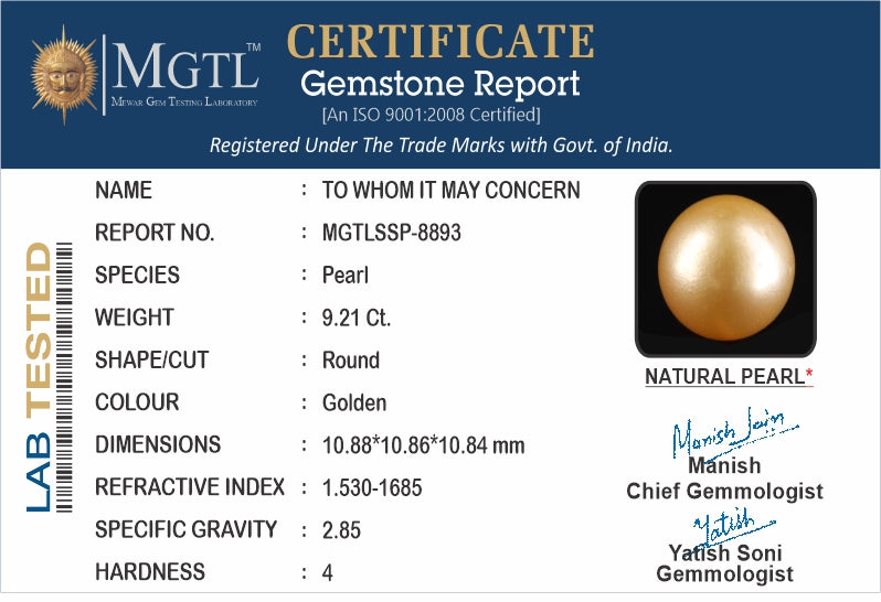 South Sea Pearl - 9.21 Carats (Moti - 10.04 Ratti)