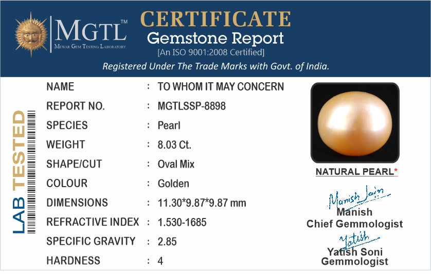 South Sea Pearl - 8.03 Carats (Moti - 8.75 Ratti)