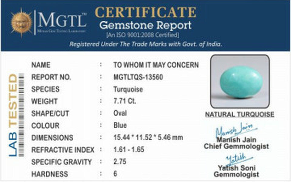 Turquoise - 7.71 Carats