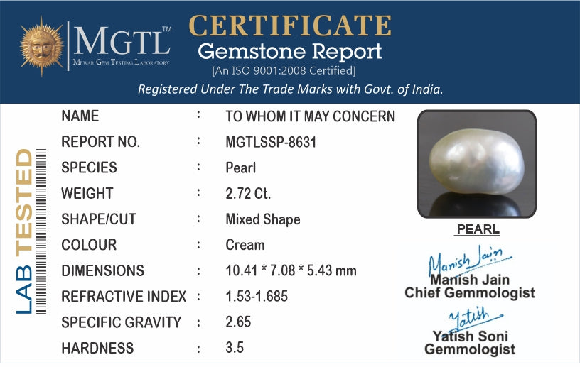 Venezuela Pearl - 2.72 Carats (Moti - 2.96 Ratti)
