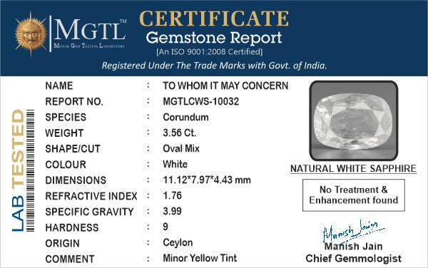 White Sapphire - 3.56 Carats