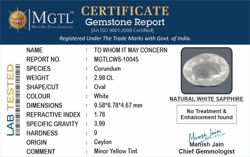 White Sapphire - 2.98 Carats