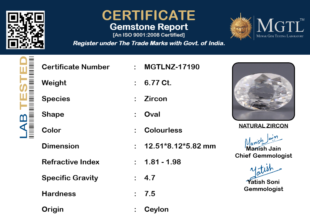 White Zircon (Jarkan) - 6.77 Carats