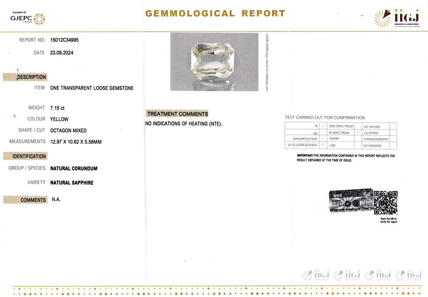 Yellow Sapphire - 7.15 Carats (Pukhraj - 7.79 Ratti)