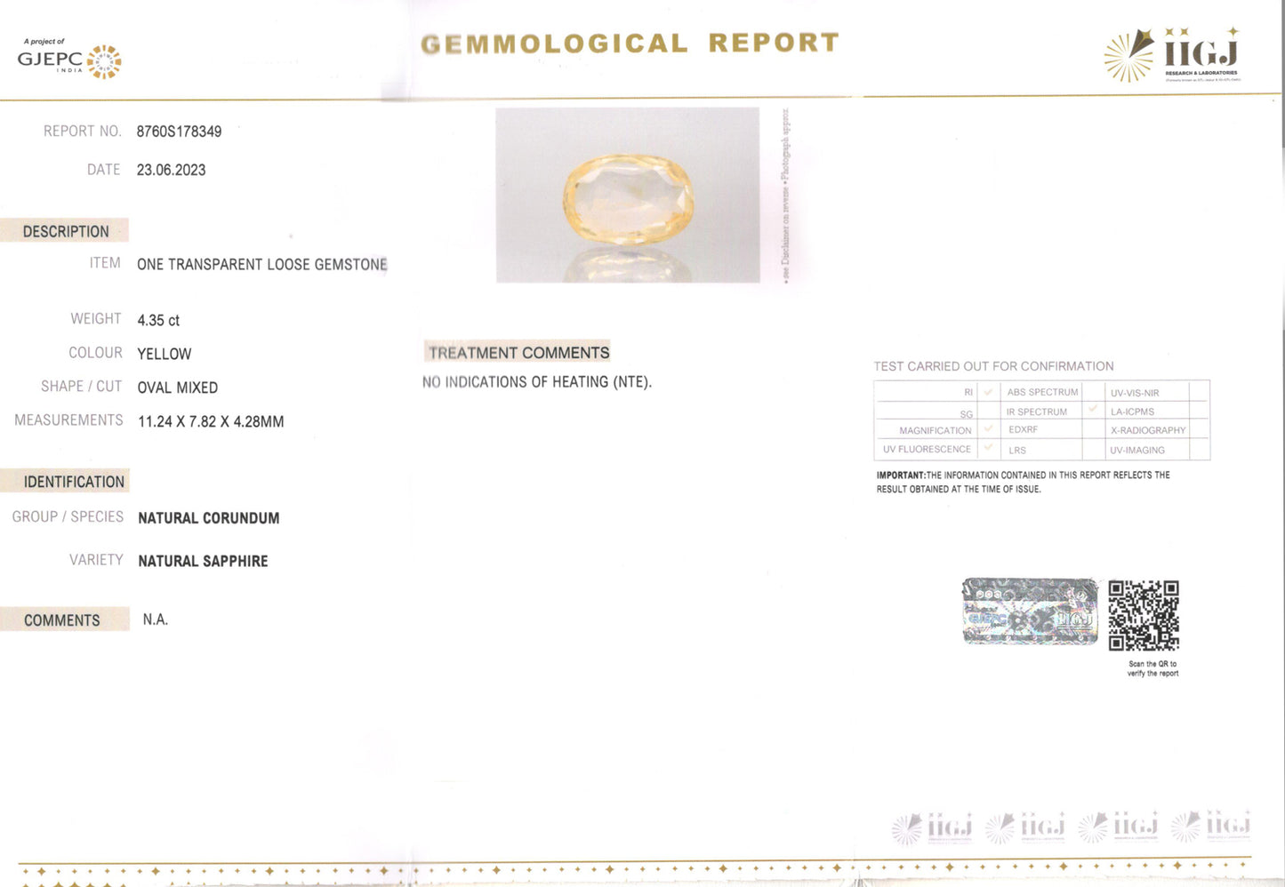 Yellow Sapphire - 4.35 Carats (Pukhraj - 4.74 Ratti)