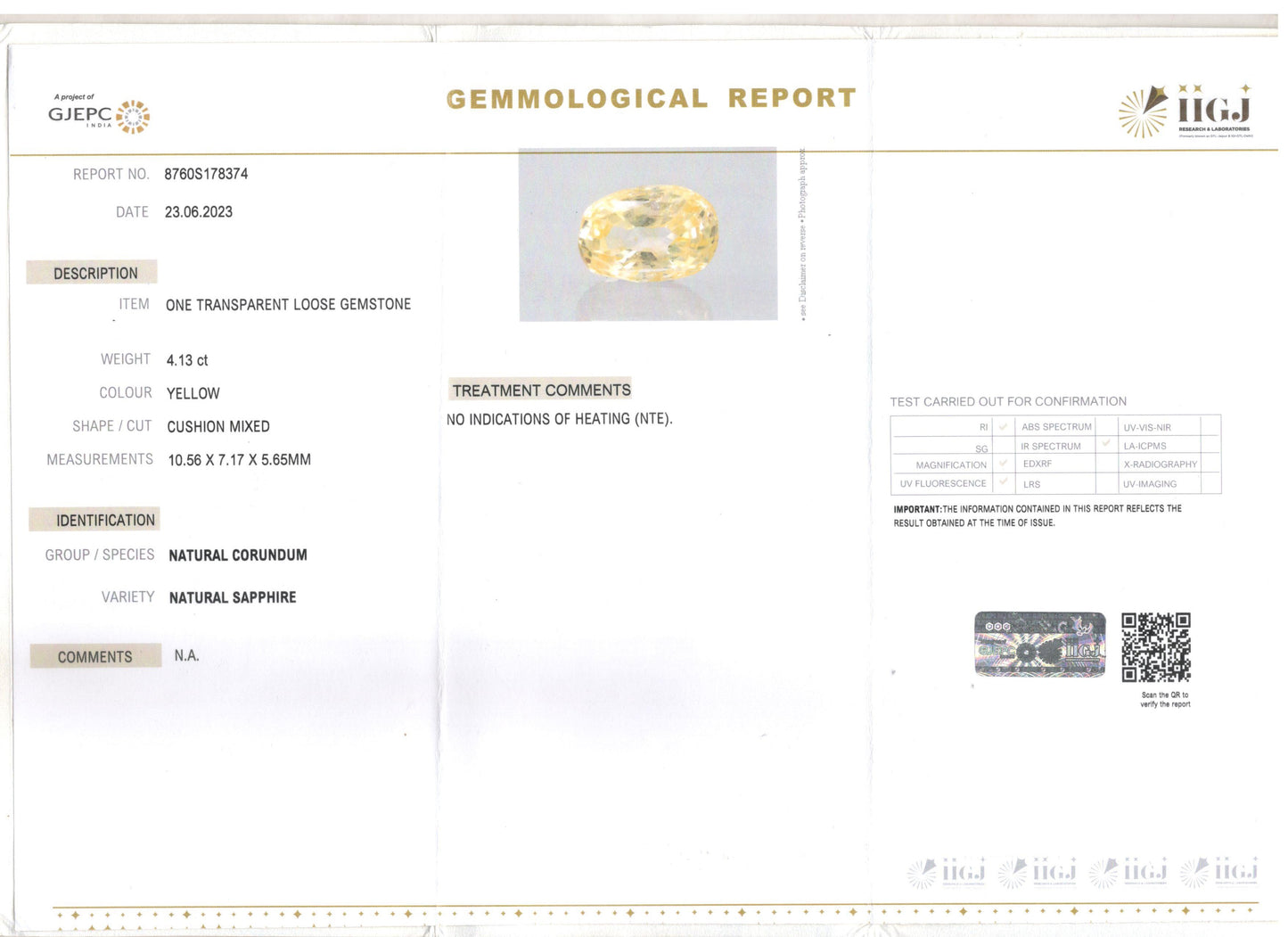 Yellow Sapphire - 4.13 Carats (Pukhraj - 4.50 Ratti)