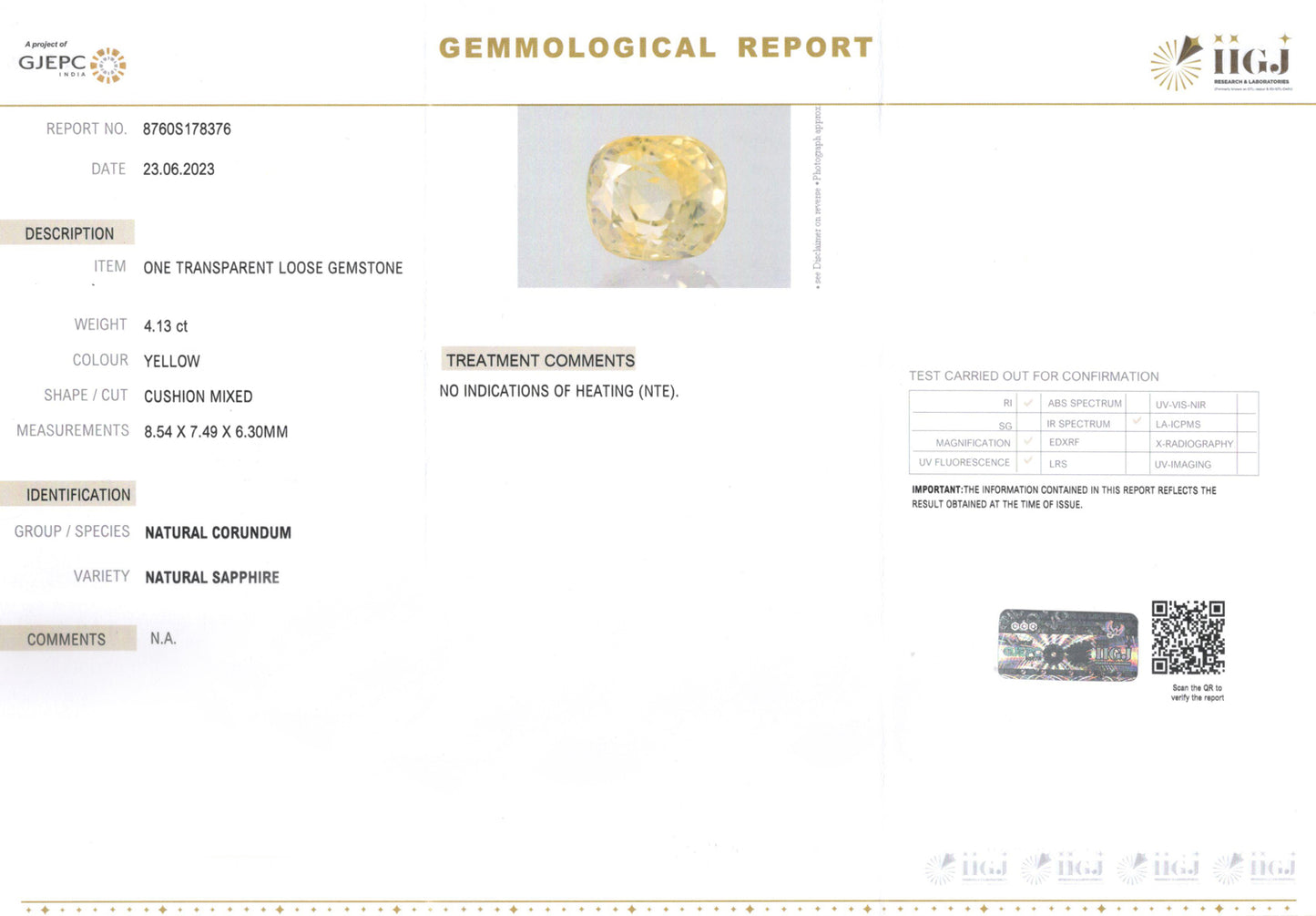 Yellow Sapphire - 4.13 Carats (Pukhraj - 4.50 Ratti)