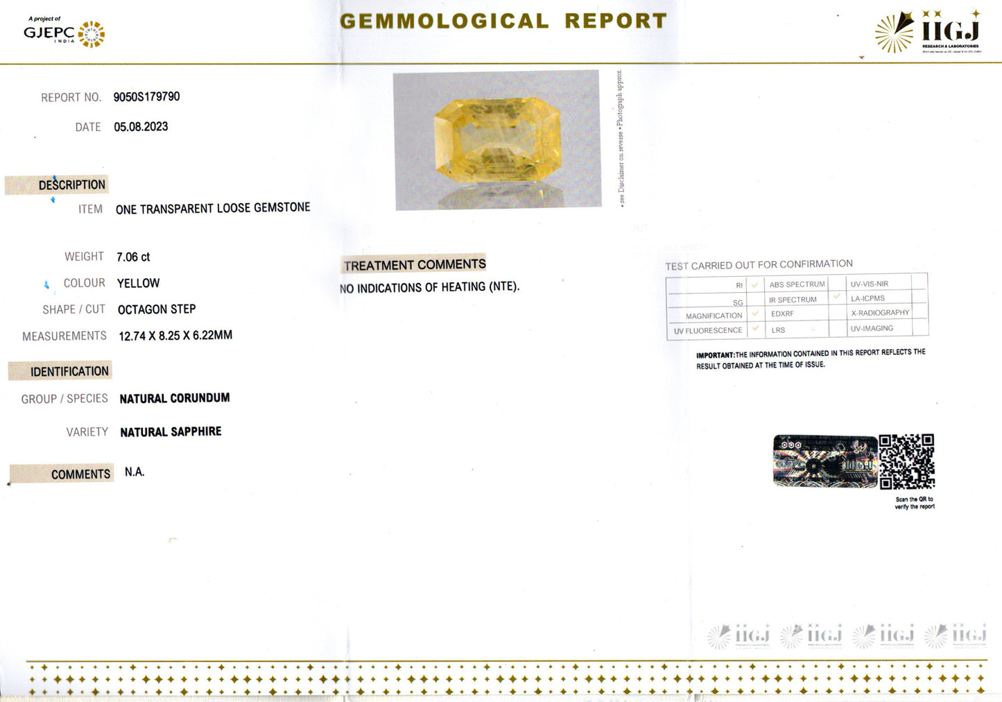 Yellow Sapphire - 7.06 Carats (Pukhraj - 7.70 Ratti)