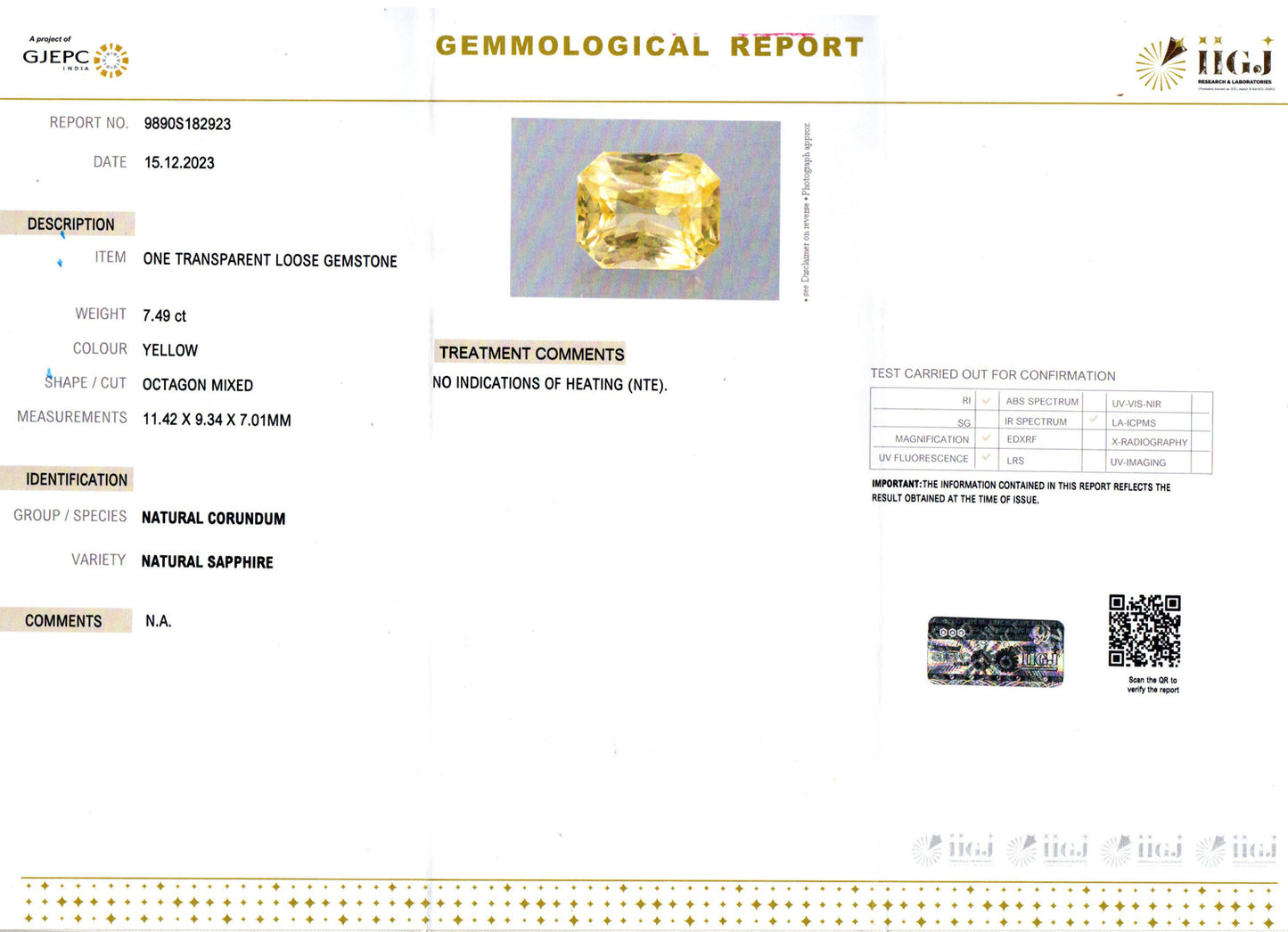 Yellow Sapphire - 7.49 Carats (Pukhraj - 8.16 Ratti)