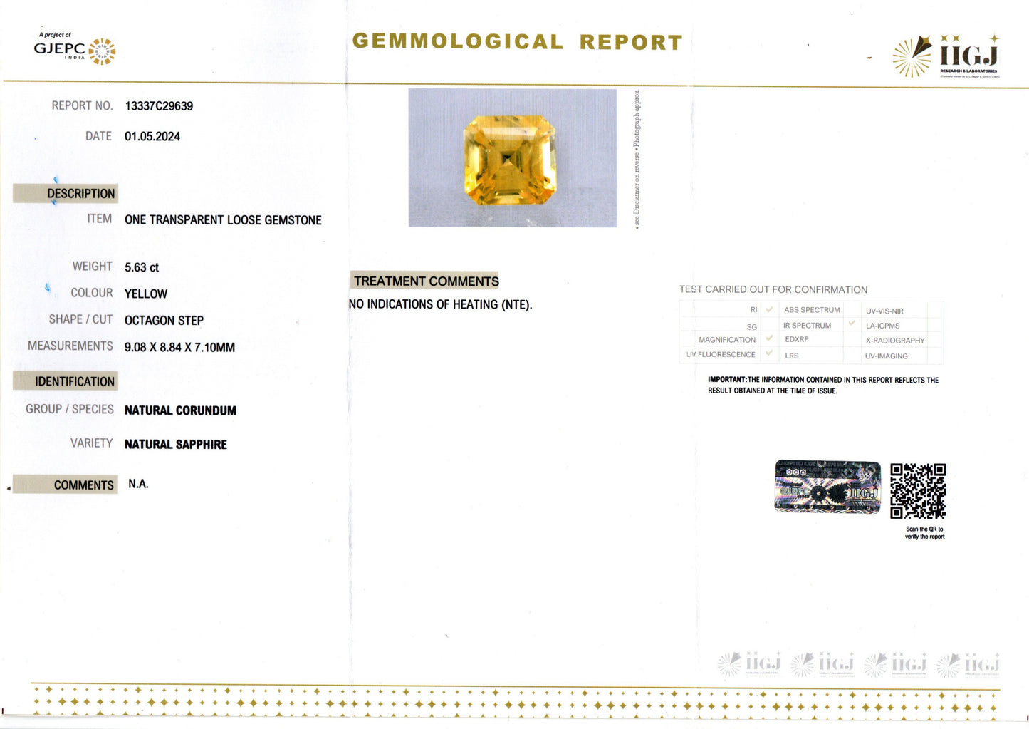 Yellow Sapphire (Pukhraj) - 5.63 Carats