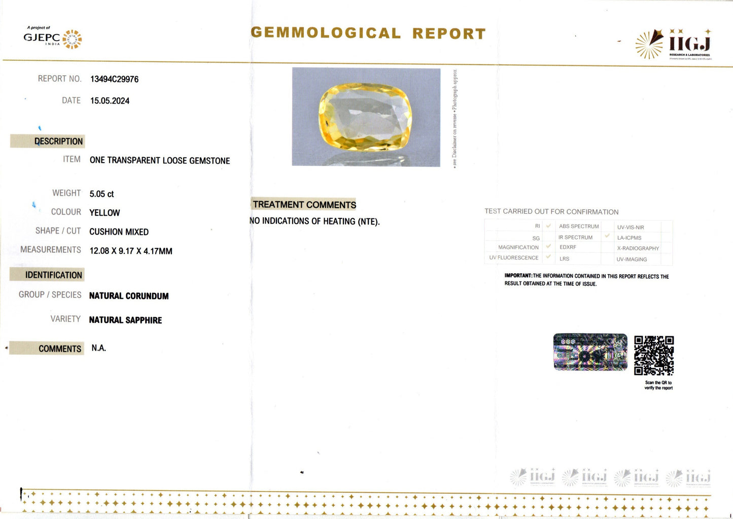 Yellow Sapphire - 5.05 Carats (Pukhraj - 5.50 Ratti)
