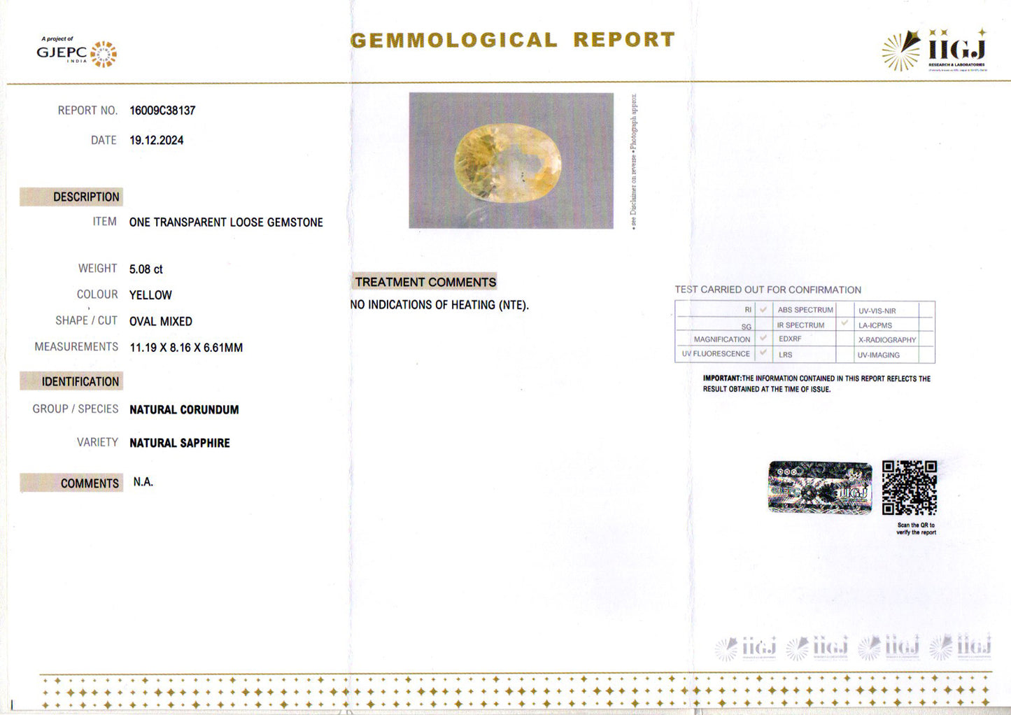 Yellow Sapphire - 5.08 Carats (Pukhraj - 5.54 Ratti)
