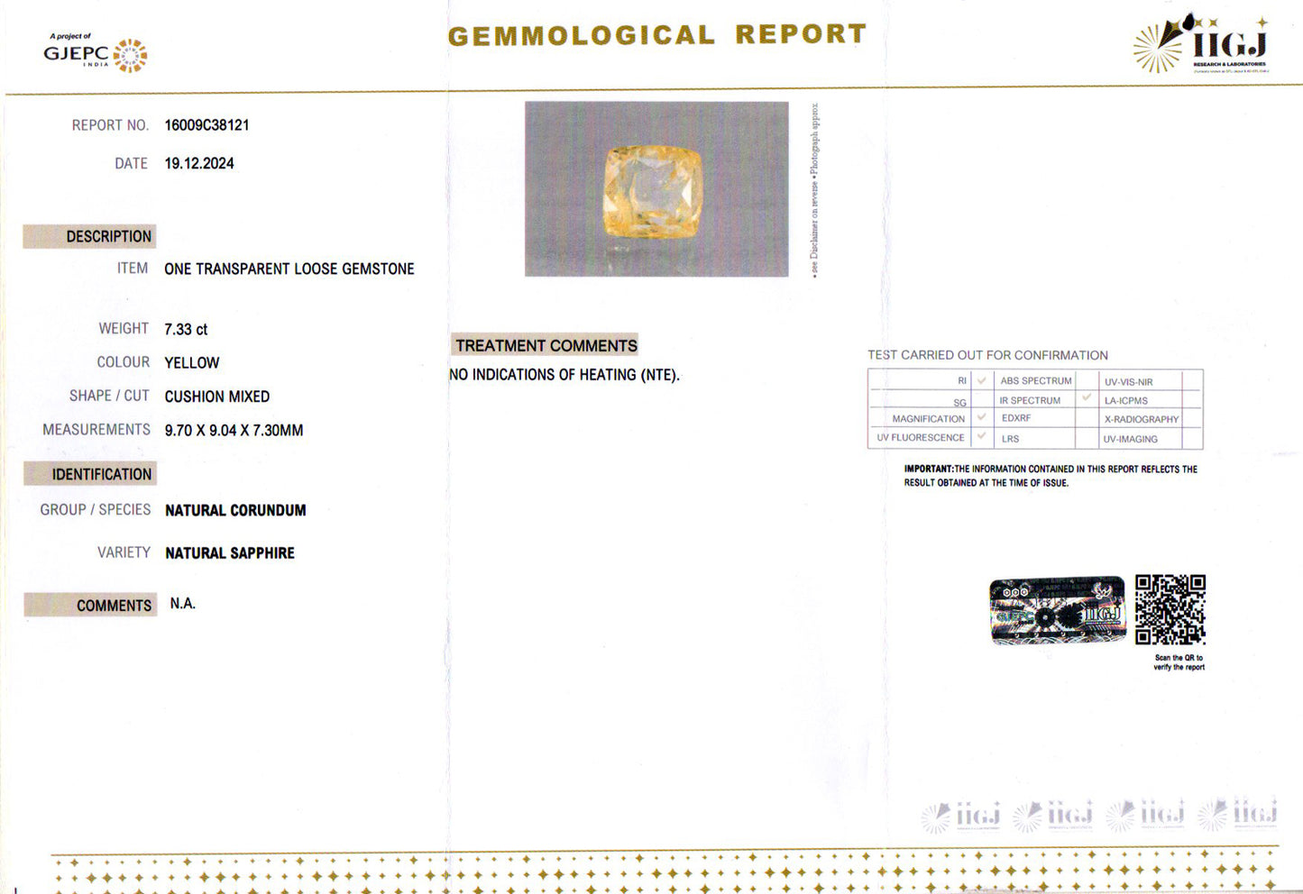 Yellow Sapphire - 7.33 Carats (Pukhraj - 7.99 Ratti)