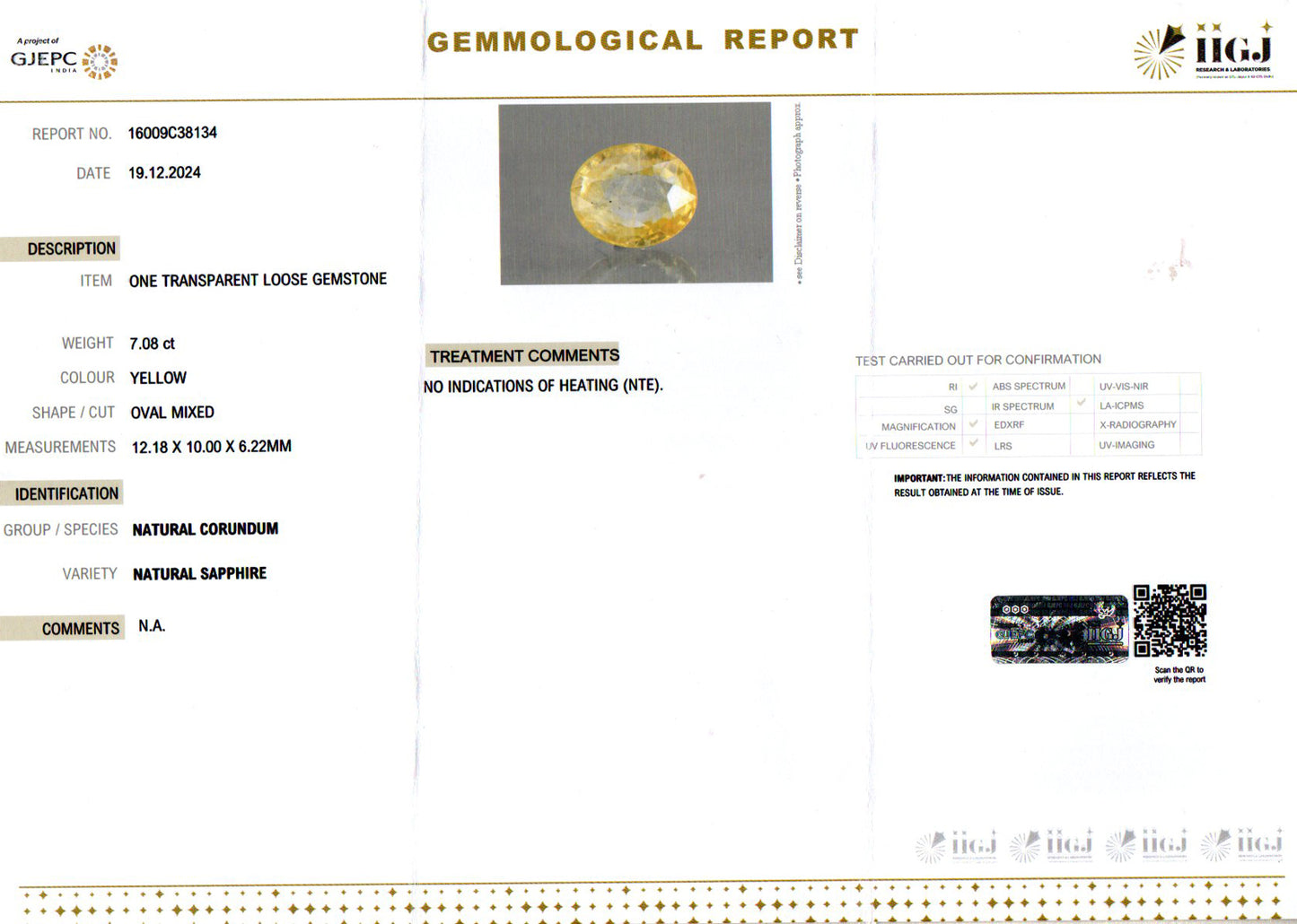 Yellow Sapphire - 7.08 Carats (Pukhraj - 7.72 Ratti)