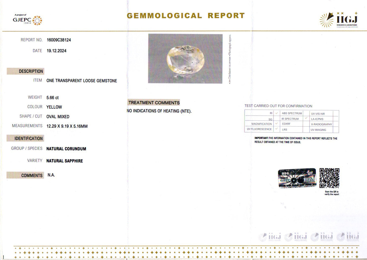 Yellow Sapphire - 5.66 Carats (Pukhraj - 6.17 Ratti)