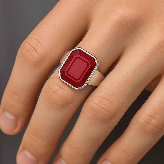 Classic 925 Silver Natural Ruby Ring for Male