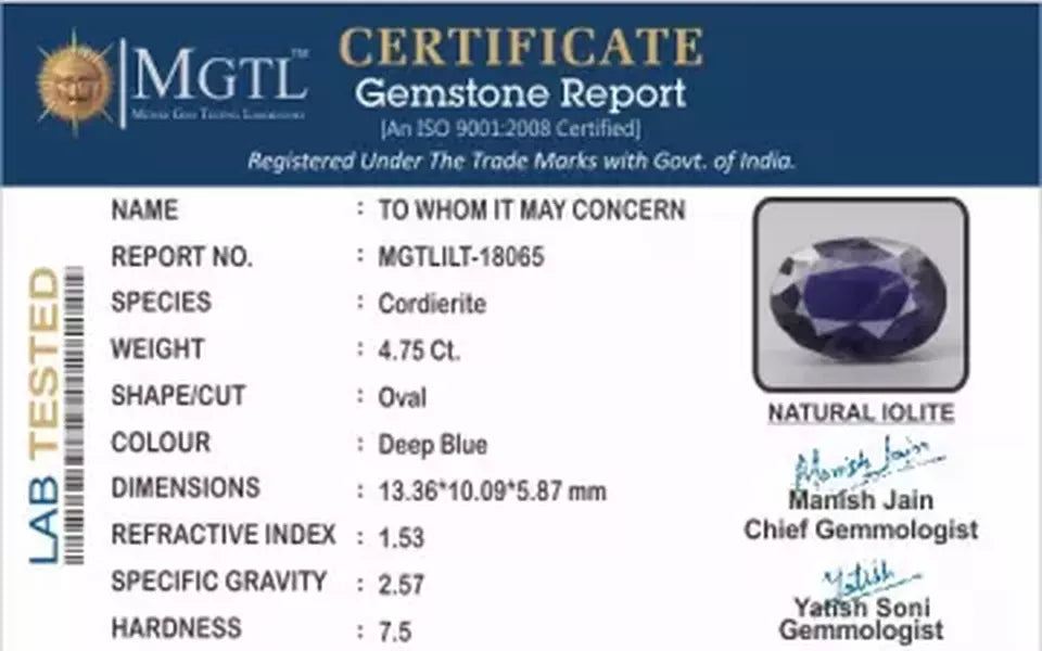 Iolite (Neeli)- 4.75 Carats