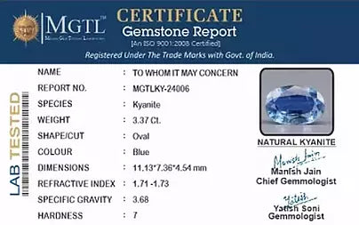 Blue Kyanite - 3.37 Carats