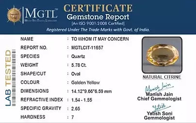 Citrine - 5.78 Carats (Sunela - 6.30 Ratti)