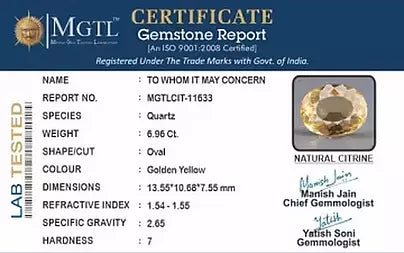 Citrine - 6.96 Carats (Sunela - 7.59 Ratti)