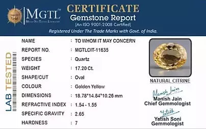Citrine - 17.20 Carats (Sunela - 18.75 Ratti)