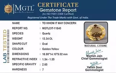 Citrine - 13.34 Carats (Sunela - 14.54 Ratti)