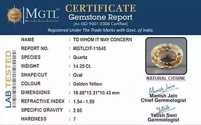Citrine - 14.25 Carats (Sunela - 15.53 Ratti)