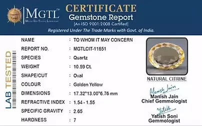 Citrine - 10.59 Carats (Sunela - 11.54 Ratti)