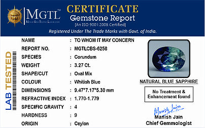 Blue Sapphire (Neelam) - 3.27 Carats