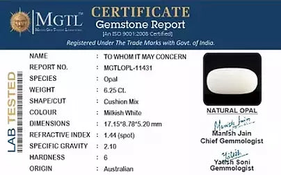 Opal - 6.25 Carats (Dudhiya Pathar - 6.81 Ratti)