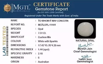 Opal - 7.51 Carats (Dudhiya Pathar - 8.19 Ratti)
