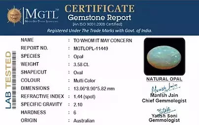 Opal - 3.58 Carats (Dudhiya Pathar - 3.90 Ratti)