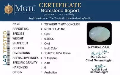 Opal - 6.65 Carats (Dudhiya Pathar - 7.25 Ratti)