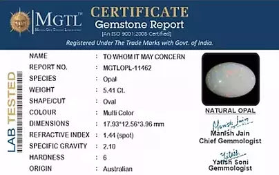 Opal - 7.56 Carats (Dudhiya Pathar - 8.24 Ratti)