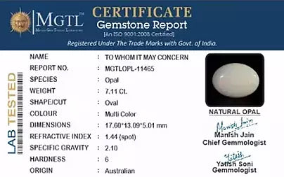 Opal - 7.11 Carats (Dudhiya Pathar - 7.75 Ratti)