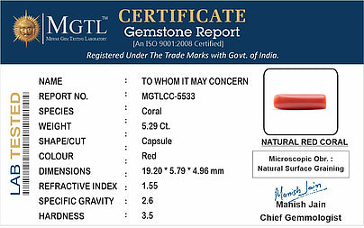 Red Coral (Moonga) - 5.29 Carats