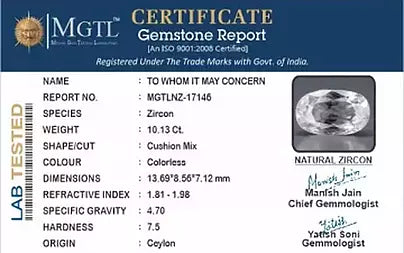 White Zircon (Jarkan) - 10.13 Carats