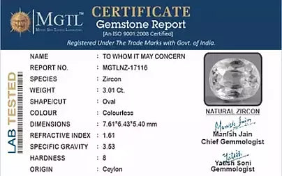 White Zircon (Jarkan) - 3.01 Carats