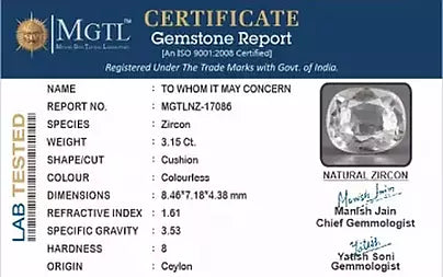 White Zircon (Jarkan) - 3.15 Carats