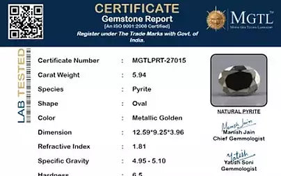 Natural Pyrite - 5.94 Carats
