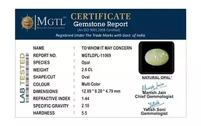 Opal - 2.60 Carats (Dudhiya Pathar - 2.83 Ratti)