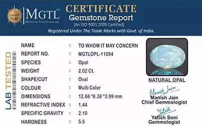 Opal - 2.02 Carats (Dudhiya Pathar - 2.23 Ratti)