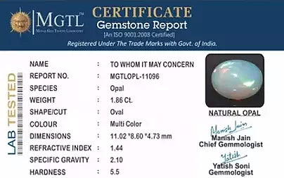 Opal - 1.86 Carats (Dudhiya Pathar - 2.05 Ratti)