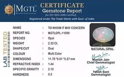 Opal - 2.32 Carats (Dudhiya Pathar - 2.56 Ratti)