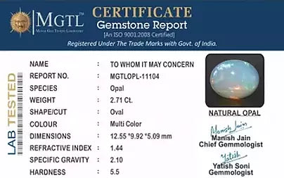 Opal - 2.71 Carats (Dudhiya Pathar - 2.99 Ratti)